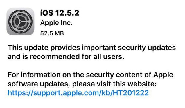 铁力苹果手机维修分享iOS12.5.2发布，建议所有老苹果用户安装 